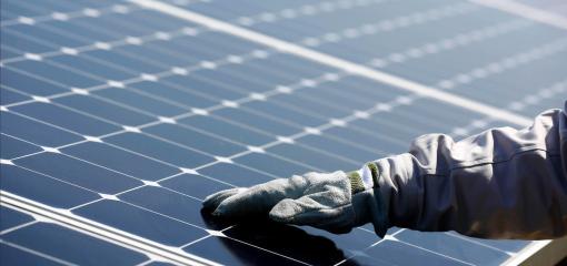 solar panel of the photovoltaic plant in Nanao, Japan.